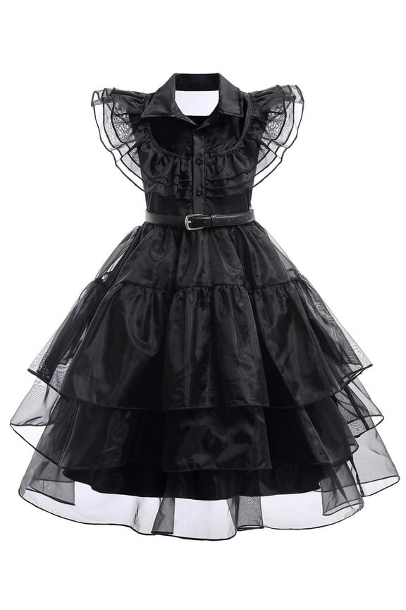 Wednesday Addams Costumes Dress Halloween Cosplay Party Outfit S(3-5Y)