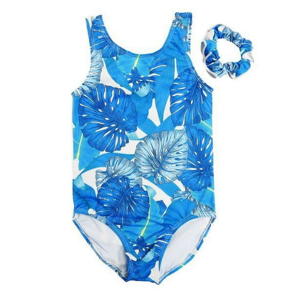 Wenchoice White & Blue Leaves Leotard - Infant, Toddler & Girls Kids S(3-4Y)