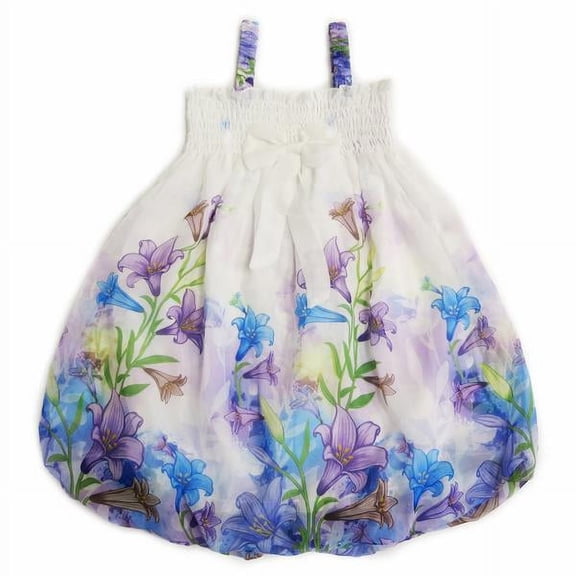 Wenchoice White Lily Floral Chiffon Baby Doll Dress Girls M(2-4 Years)