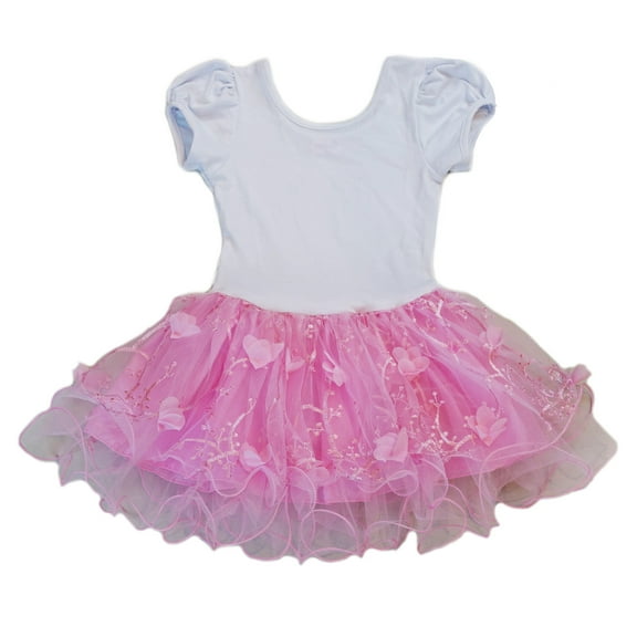 Wenchoice White & Pink 3-D Flower Tutu Dress - Girls S(1Y-2Y)
