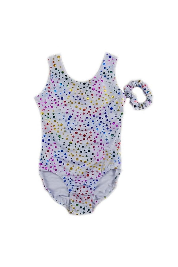 White Rainbow Dot Tank Leotard - Toddler, Girls & Women Am(Adult M)