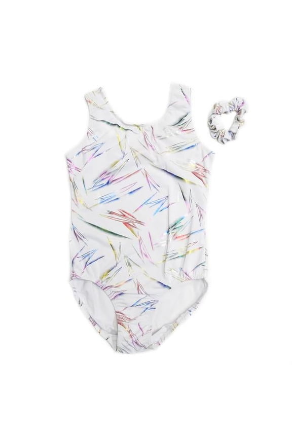 White & Rainbow Stardust Leotard Sizes XS - L