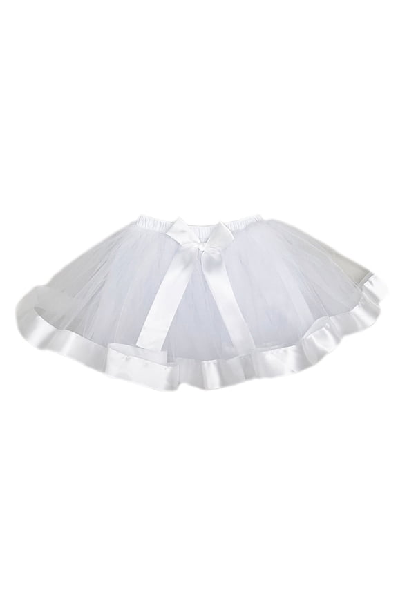 White Wide Ribbon Tutu Skirt XL(7-8Y)