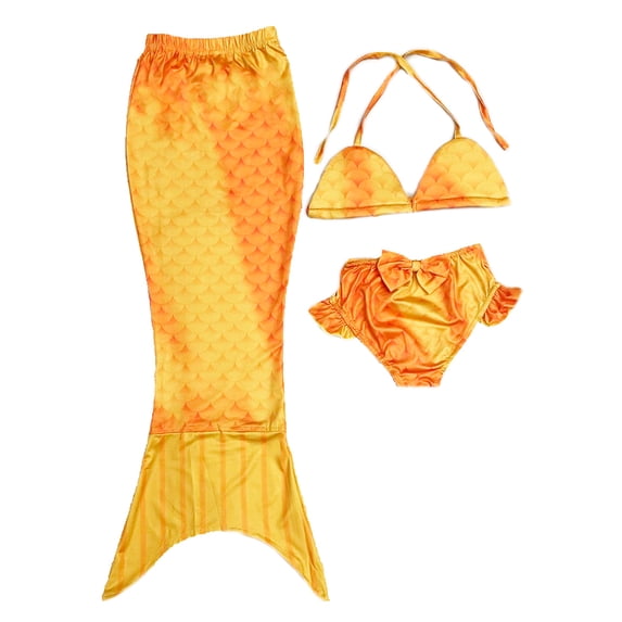 Wenchoice Yellow Scales Mermaid Tail 3 Pieces Swimming Suit XXL(9-10Y)
