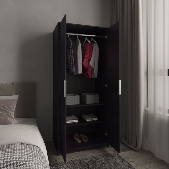 Wenden Spacious Freestanding Armoire Wardrobe Console Double Door Design for Bedroom Storage