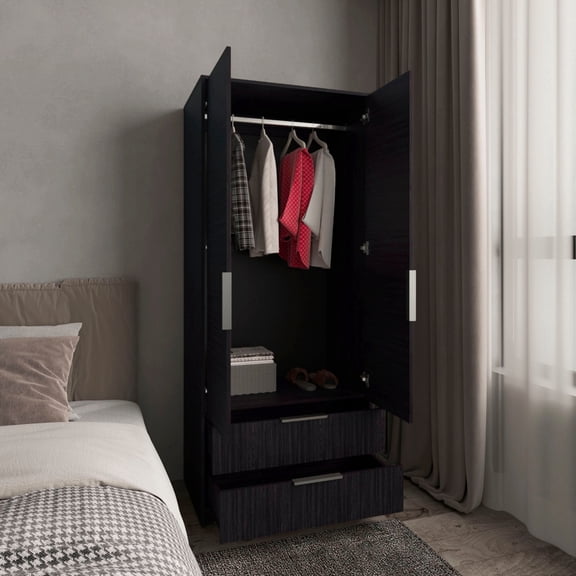 Wenden Ultimate Bedroom Storage Armoire Wardrobe Solution Double Door Design