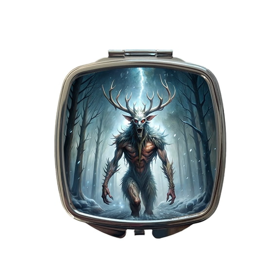 Wendigo Algonquian Folklore Monster Creature Travel Makeup Handbag Purse Small Pocket Compact Mirror