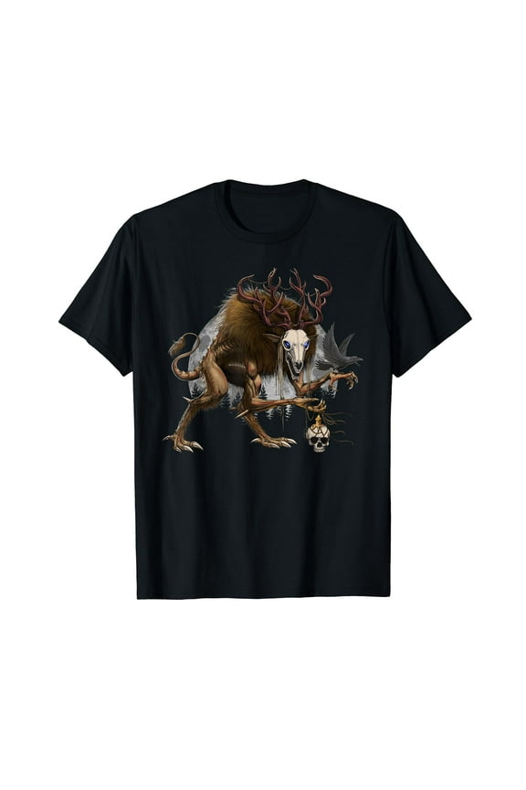 Wendigo Cryptid Creature Horror Cryptozoology Black T-Shirt