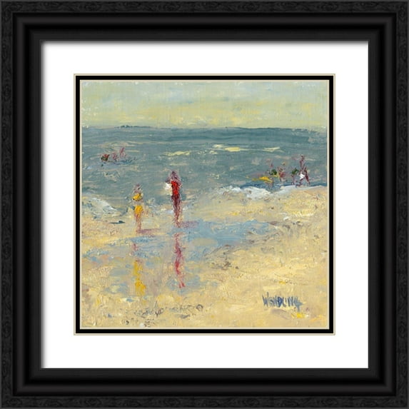 Wendling, Marilyn 12x12 Black Ornate Wood Framed with Double Matting Museum Art Print Titled - Impasto Beach Day I