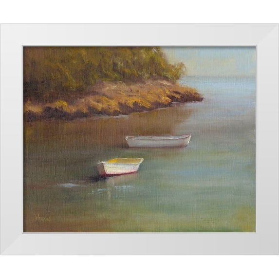 Wendling, Marilyn 18x15 White Modern Wood Framed Museum Art Print Titled - Harbored Dories I