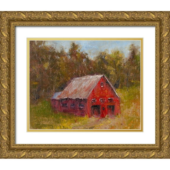 Wendling, Marilyn 24x20 Gold Ornate Wood Framed with Double Matting Museum Art Print Titled - Back Road Barn II