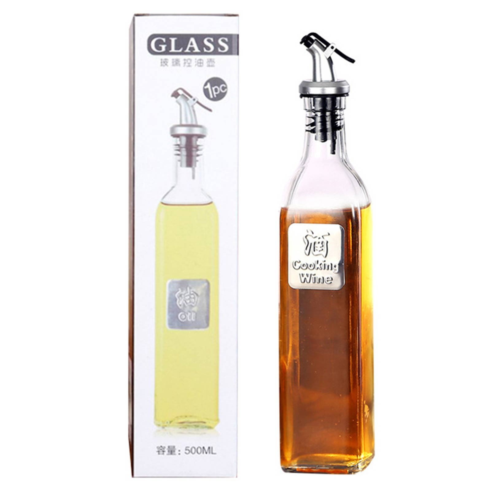 Wendoximz Glass Storage Bottles for Cooking Oil & Vinegar Clear