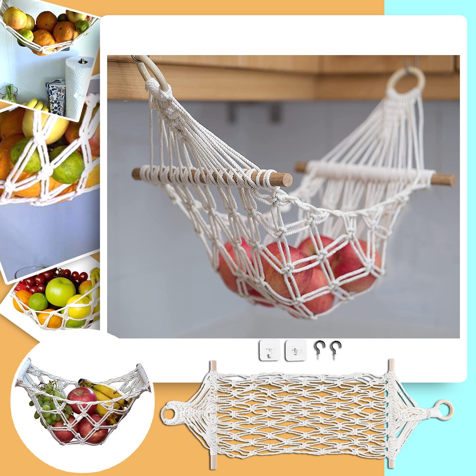 Wendoximz Storage Case Hammocks Boho Hammocks Vegetables Hanging Under