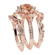 Wendunide 2024, 2023 Clearance, Rings for Women, Rings New Three-piece Rose Set With Zircon Rings Can Be A Valentine's Day Gift D #8