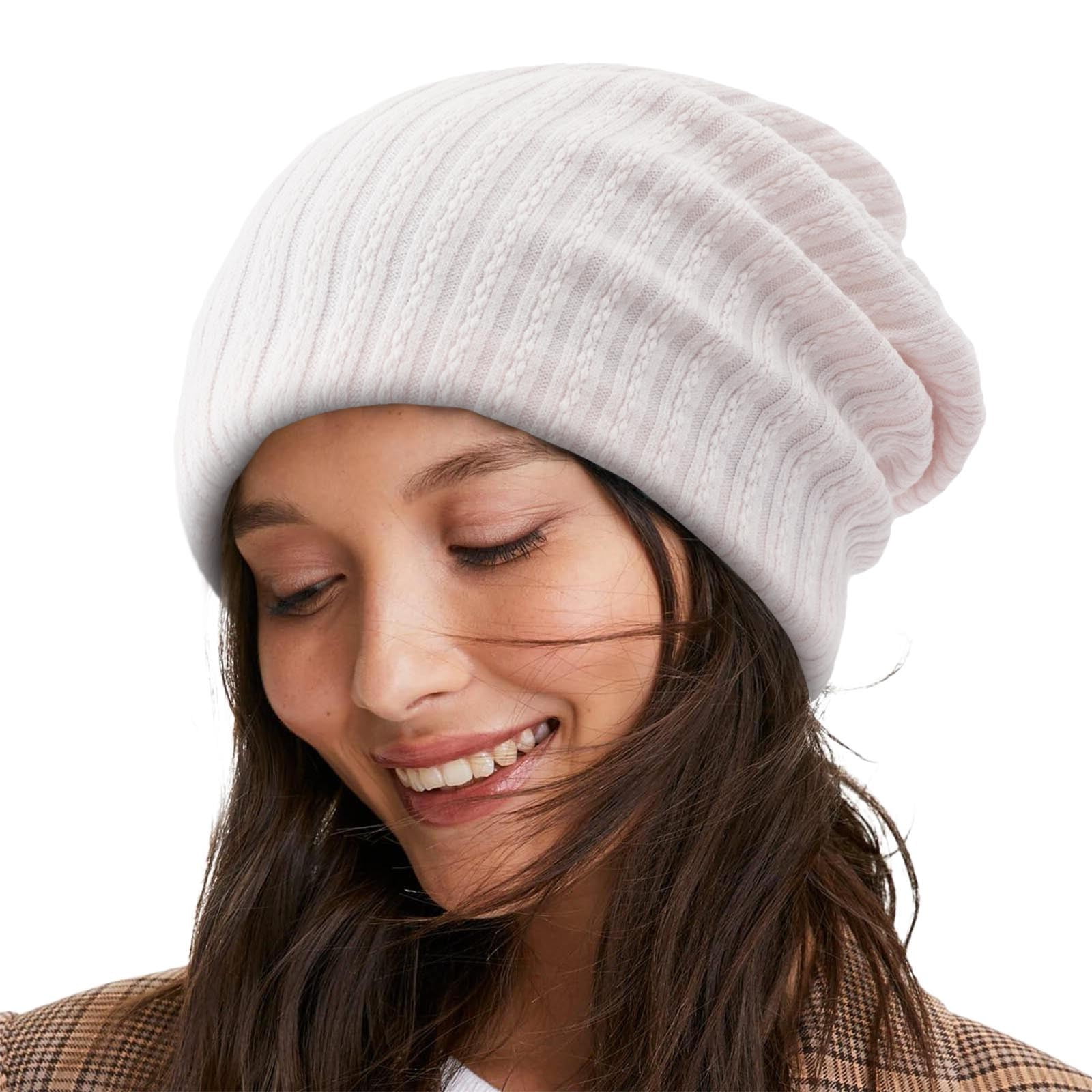 Veki Hats Cable Thick Knitted Hat Cap Winter Women Soft Women Warm