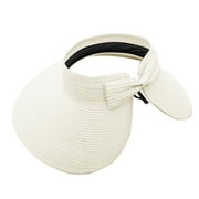 Wendunide 2024 Clearance Sales, Hat, Bucket Hat Sun Hat Womens Sun Visor Hats for Women Wide Brim Straw Visors Womens Foldable Beach Visors Summer Roll Up Beach Hat Beige