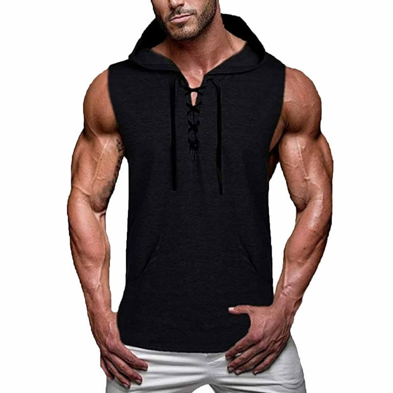 Wendunide 2024 Clearance Sales Polo Shirts for Men Men Spring and Summer Training Sports Sleeveless Top Soild Color Tank Top Hoodies Fitness Tight Fitting Muscle Vest Black M Walmart