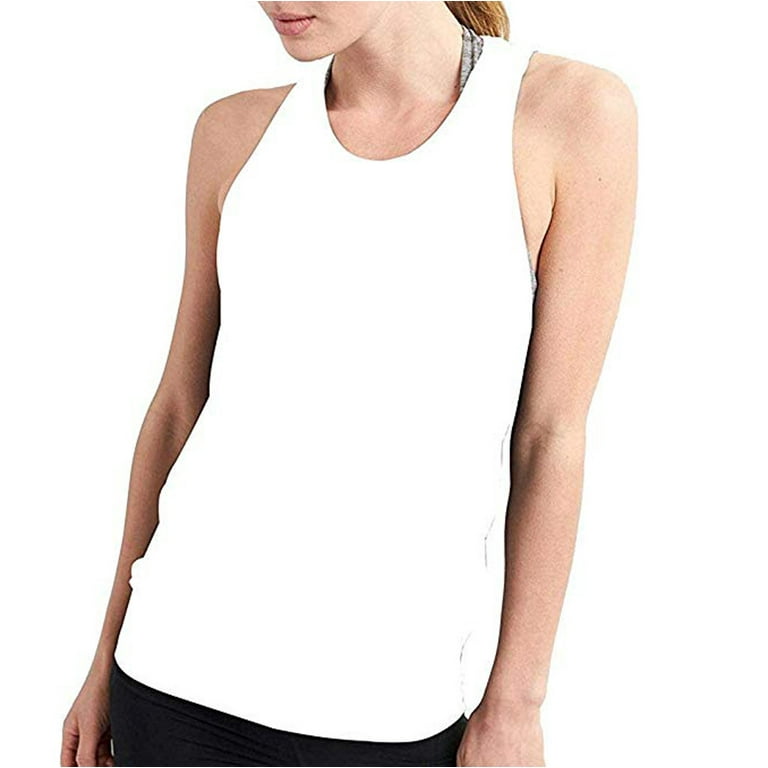 Wendunide 2024 Clearance Sales, Tank Top for Women, Women Open Back Sport  Solid Yoga Shirts Tie Workout Racerback Tank Tops White XL 