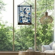 Wendunide Home Decor New Pattern Stained Glass Rectangle Window Hangings Panel Suncatcher Home Decor W/ Chaindesktop Ornament F