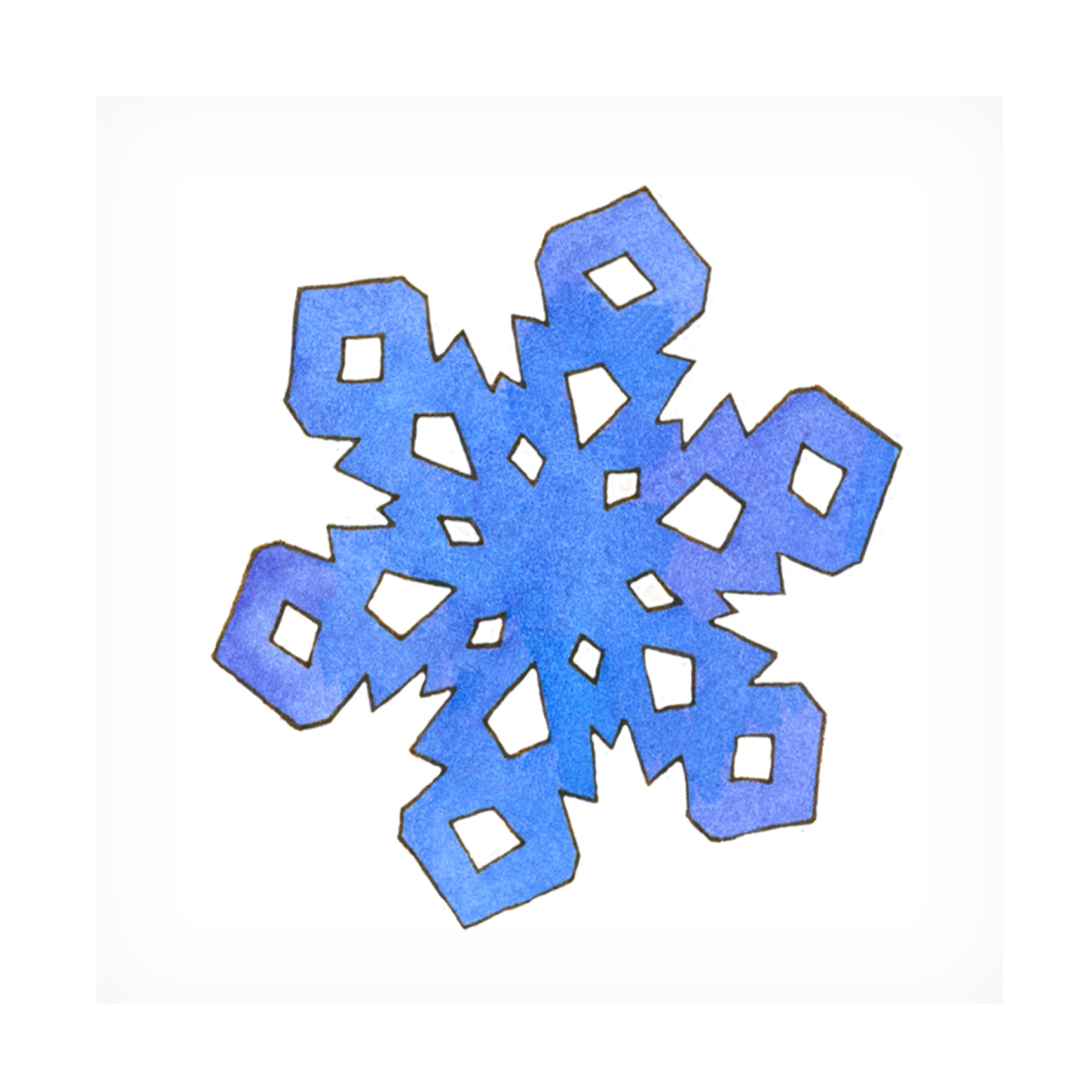Blue Snowflake Canvas Art with Wooden Frame, 14 x 14