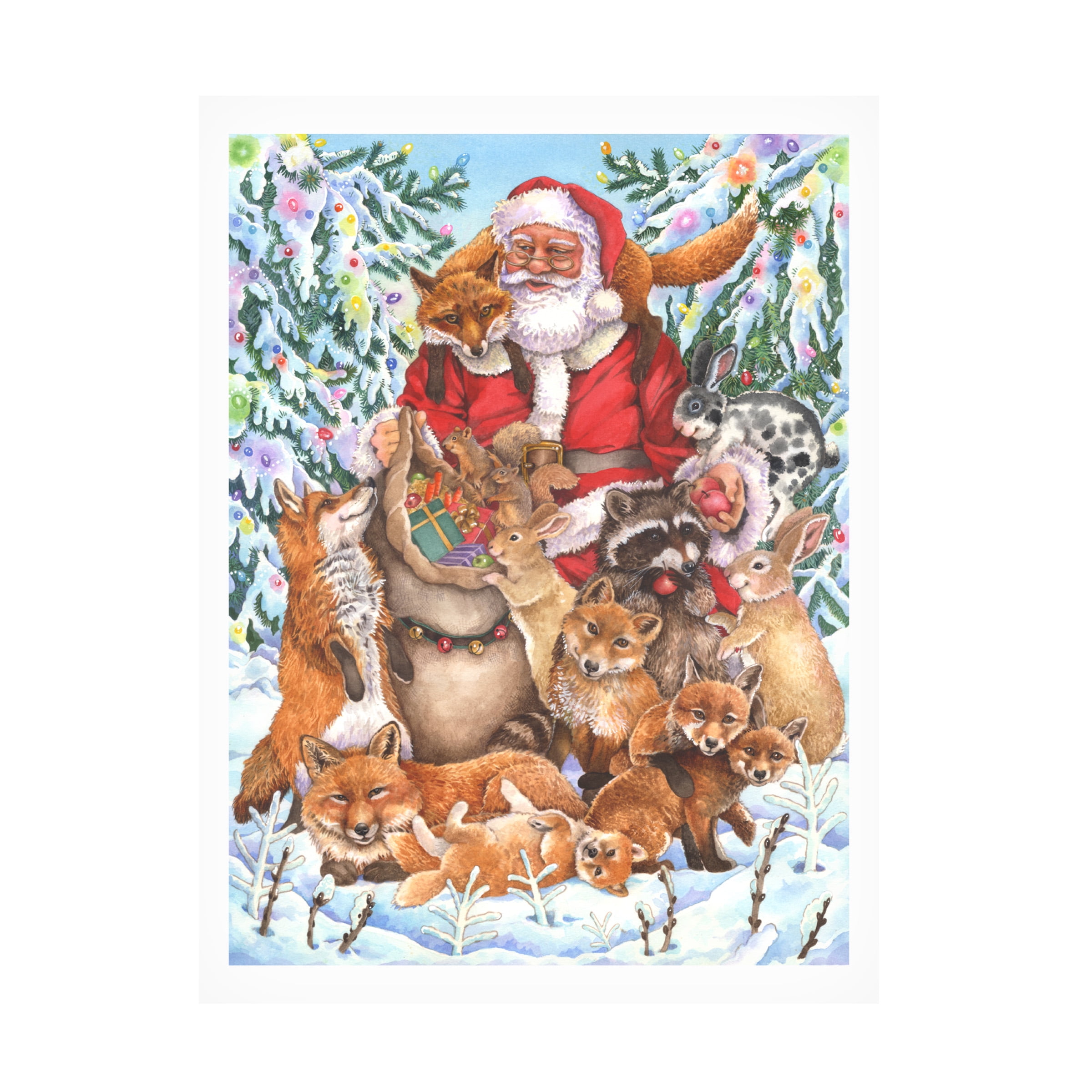 Wendy Edelson 'Santa Foxes' Canvas Art