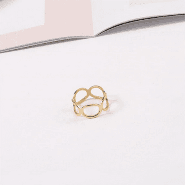 Wendy - High Polished Stainless Steel 18k Gold Plated Circle Band Ring, Simple Link Chain Knuckle Rings, Fashion Stacking Finger Jewelry