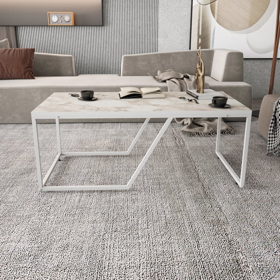 Wendy Metal Leg Coffee Table - Ephesus White