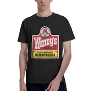 WendyS Logo MenS Basic Short Sleeve T-Shirt Fashionable Black Large