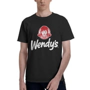 WendyS Logo MenS Basic Short Sleeve T-Shirt Fashionable Black Small