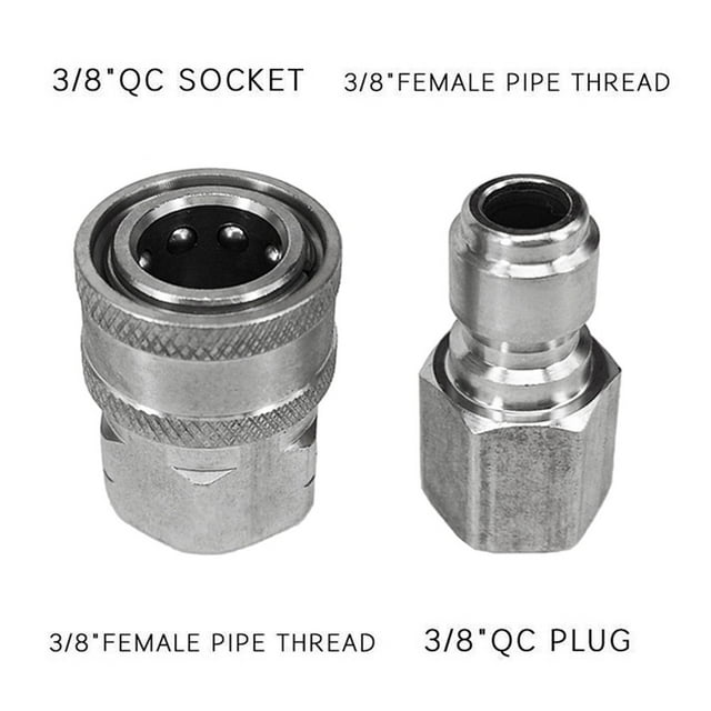 Wendyz Stainless Steel Pressure Washer Adapter Set For Npt 3 8in Female And Male Quick Connect