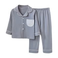 thumbnail image 1 of Wenfanal 2 Piece Boys Pajamas Girls Long Sleeve Pajamas Boys Long Sleeved Trousers Suit Comfortable Warm Casual Fashion Sports Suit Size 3-4 Years,Grey, 1 of 5