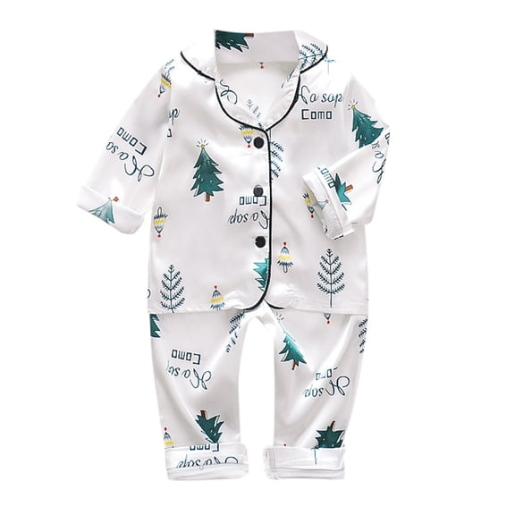 Wenfanal 2 Piece Boys Pajamas Little Big Boy Pajamas Sets Toddler Kids Baby Boys Girls Animal Tops Pants Pajamas Sleepwear Outfits Size 2-3 Years,White