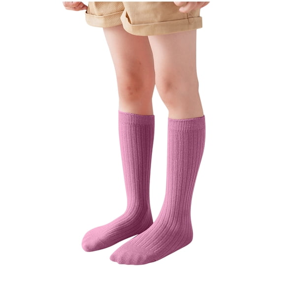 Wenfanal Baby Girls Ruffle Socks Girls Dress Socks,Toddler Knee High Socks Non Slip Baby Boy Girls Seamless Long Stockings Girls Fashion Size 1-15,Light Purple