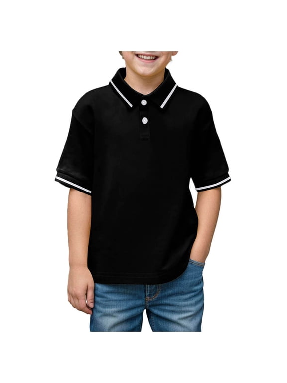Back to School Clothes for Boys Boys Shirts,Girls Boys Classic Shirt Breathable Cotton Stylish Perfect for School & Casual Wear Girls Fashion Size 10-11 Years,Black