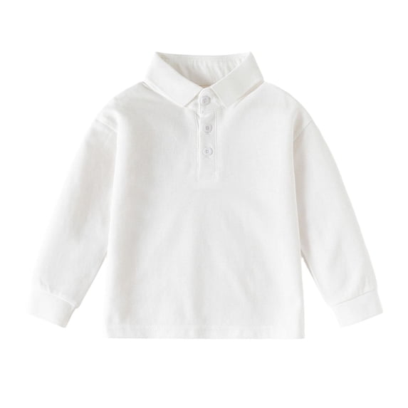 Wenfanal Back to School Clothes for Boys Boys Tshirts,Boys' Long Sleeved T Shirt for Fall Shirt Baby's Solid Color Top Girls Fashion Size 7-8 Years,White