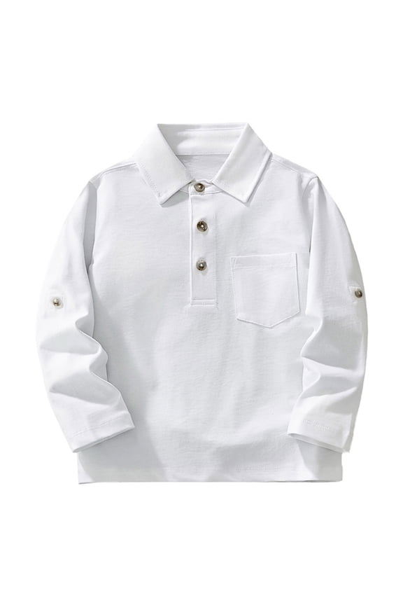 Back to School Clothes for Boys Girls Shirt,Boys Long Sleeve Shirts Kids Casual Button School Shirts With Chest Pocket 3 16 Years Girls Fashion Size 7-8 Years,White