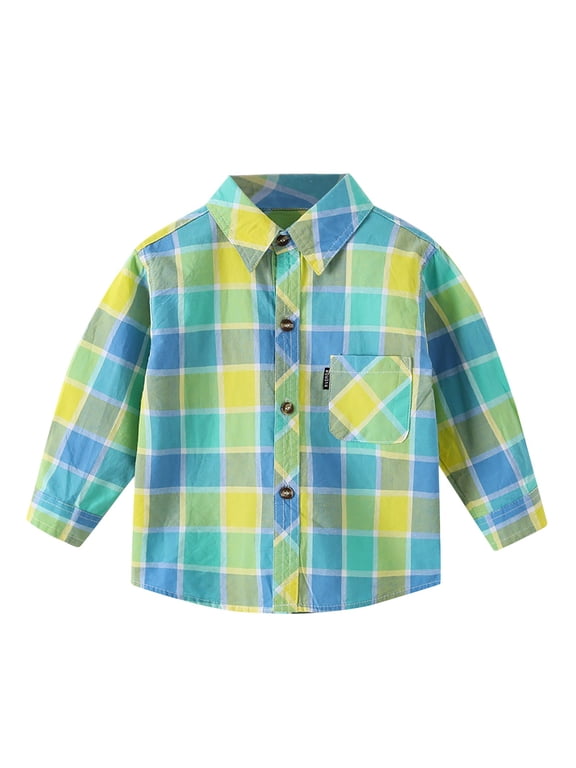 Back to School Clothes Boys Girls Shirt,Children's Pure Cotton Shirt Boys' Checkered Shirt Baby Shirt Thin Jacket Girls Fashion Size 10-12 Years,Green