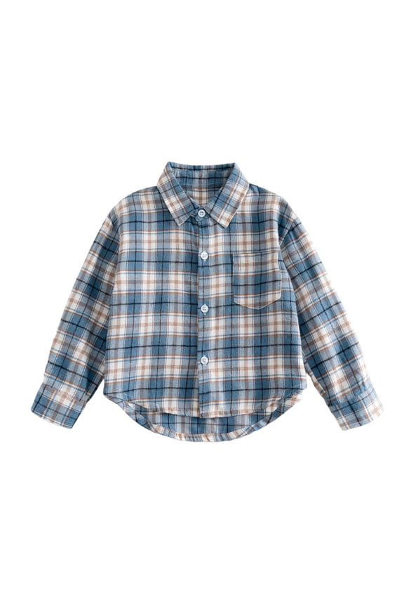 Back to School Clothes Boys Tshirts for Kids Boys,Boys Fall FallLapel Plaid Shirt Medium Large Boy Clothing Western Long Sleeve Shirt Top Casual Girls Fashion Size 3-4 Years,Blue