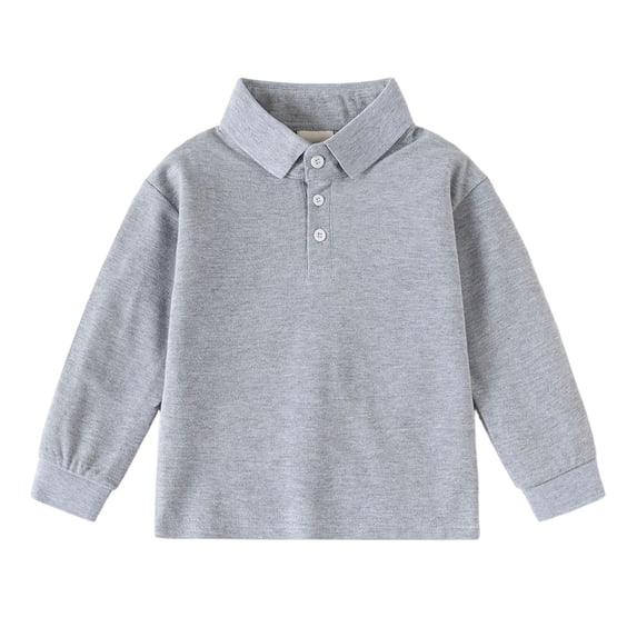 Wenfanal Back to School Clothes for Teen Girls Boys Uniform Shirts,Boys' Long Sleeved T Shirt for Fall Shirt Baby's Solid Color Top Girls Fashion Size 5-6 Years,Grey
