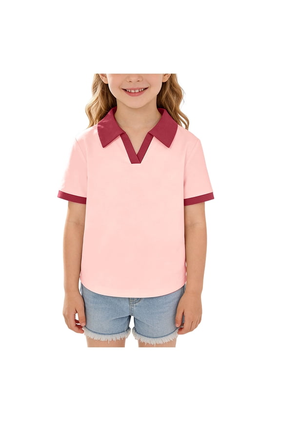 Back to School Clothes for Teens Boys Short Sleeve Button Down Shirt,Girls Summer Comfortable Breathable Top Simple Versatile Top Girls Fashion Size 4-5 Years,Pink
