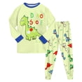thumbnail image 1 of Wenfanal Boy's Long Sleeve Fleece Pajama Set, 2-Piece Toddler Kids Pajamas Boys Set Comfortable Soft Cute Boys Home Pajama Set Size 8-9 Years,Light Green, 1 of 7