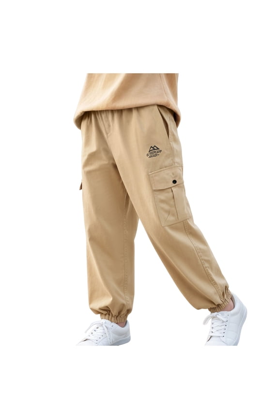 Boys Athletic Pants Teen Sweatpants Boys Sweatpants,Children Casual Pants Boys Comfortable Breathable Handsome Cargo Pants Size 4-5 Years,Khaki