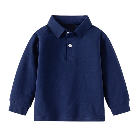 Wenfanal Boys Long Sleeve Button Up Shirt,Toddler Boys Clothes,Toddler Baby Boys Girls Long Sleeve Solid Shirt Tops Fall Kids Clothes Size 4-5 Years,Navy