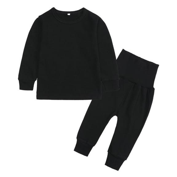 Wenfanal Boys Pajamas 2Piece Toddler Kids Pjs Sets Toddler Baby Boy Clothes Toddler Kids Babys Girls Boys Long Sleeve Pants Hoodie Sweatshirt Sleepwear Set Outfits Clothes Size 7-8 Years,Black