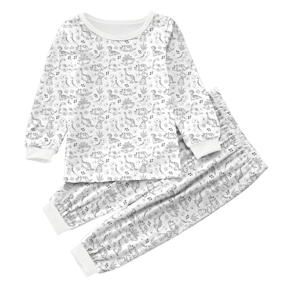 Wenfanal Girls' Long Sleeve Top and Joggers Pajama Set, 2-Piece ,Kid Painted Homewear Set Pajama Sets For Boy Girl Girls Fashion Size 6-7 Years,Pink