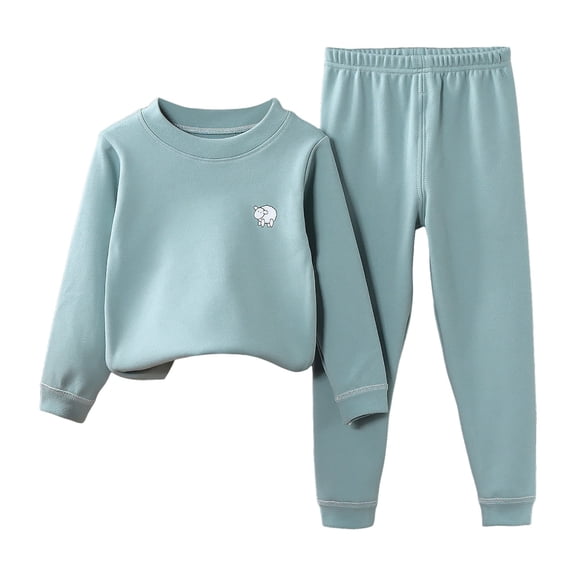 Wenfanal Girls Pajamas Silk PJS Set ,Children's Velvet Suit Children Long Underwear For Boys Girls Home Wear Baby Base Children's Wear Girls Fashion Size 6-12 Months,Green