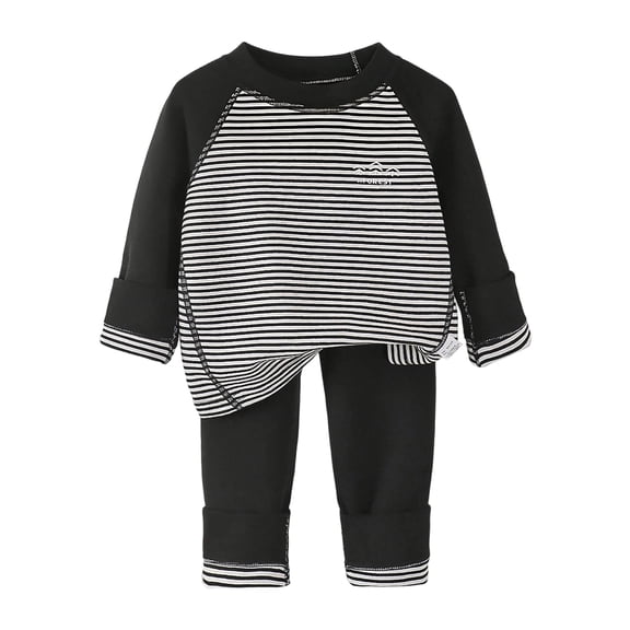 Wenfanal Kids Boys Cotton Pajama Sets Pajamas for Kids Soft And Girls Home Wear Set Comfortable Warm Casual Pajama Set Size 15-16 Years,Black