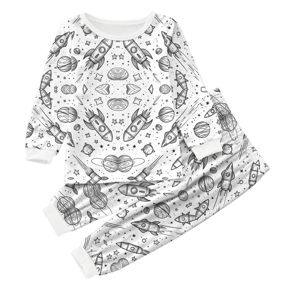 Wenfanal Pajamas for Kids Soft ,Kid Painted Homewear Set Pajama Sets For Boy Girl Girls Fashion Size 2-3 Years,Khaki