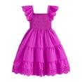 thumbnail image 1 of Wenfanal Toddler Baby Flower Girls Princess Dress,Girls Dress Comfortable Sof Breathable Stylish Flutter Sleeve Hollowed Out Dress Girls Fashion,Size 3-4 Years,Red, 1 of 7