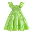 thumbnail image 1 of Wenfanal Toddler Girls Butterfly Birthday Dress,Girls Dress Comfortable Sof Breathable Stylish Flutter Sleeve Hollowed Out Dress Girls Fashion,Size 3-4 Years,Light Green, 1 of 7